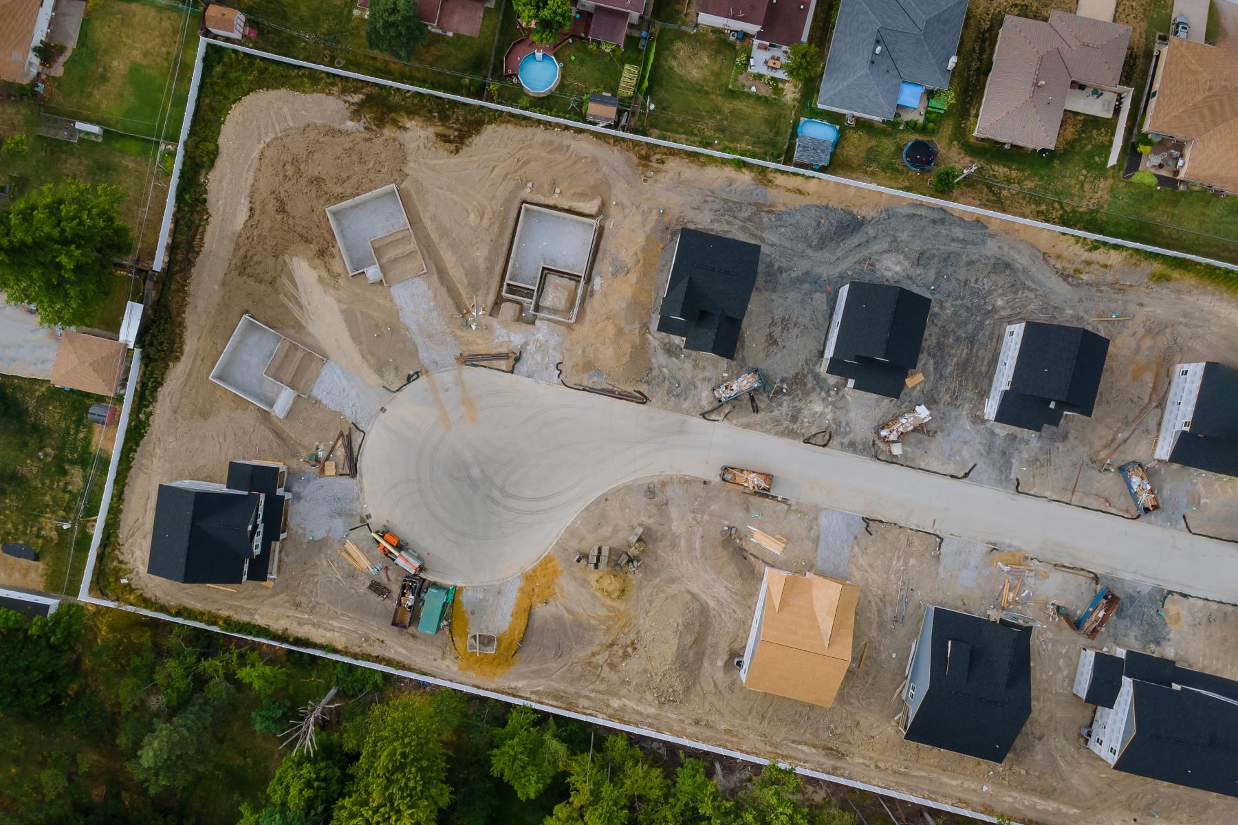 aerial view of new housing development